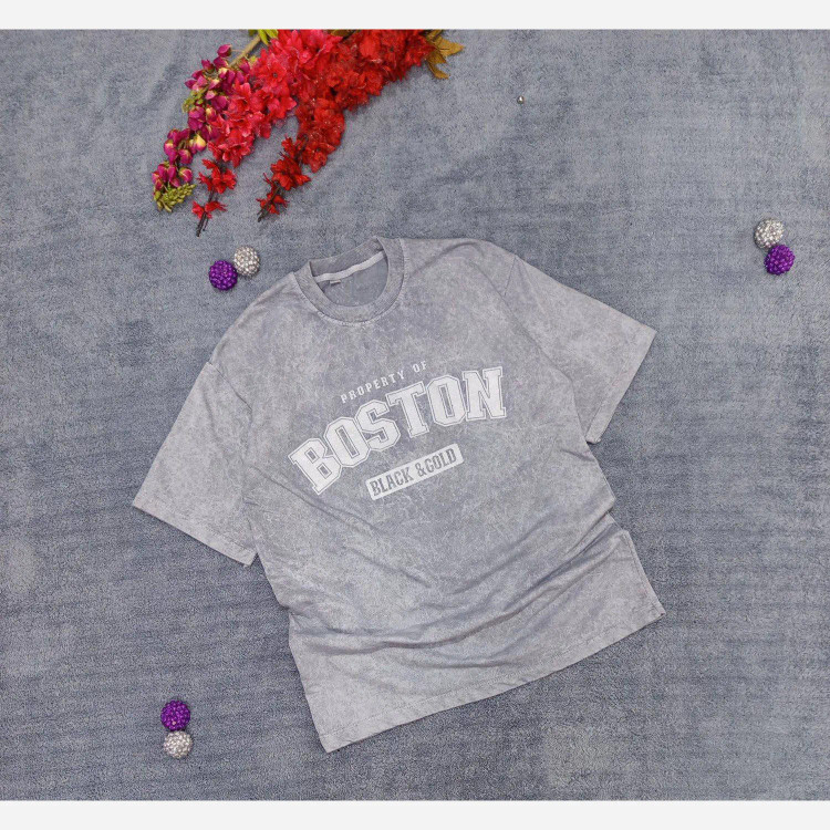 تیشرت سنگشور گرم بالا BOSTON مدل قواره دار سایز بزرگ