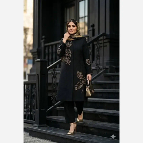 مانتو زنانه شانتون گلدوزی شده مدل نیاز قد 105 سانت