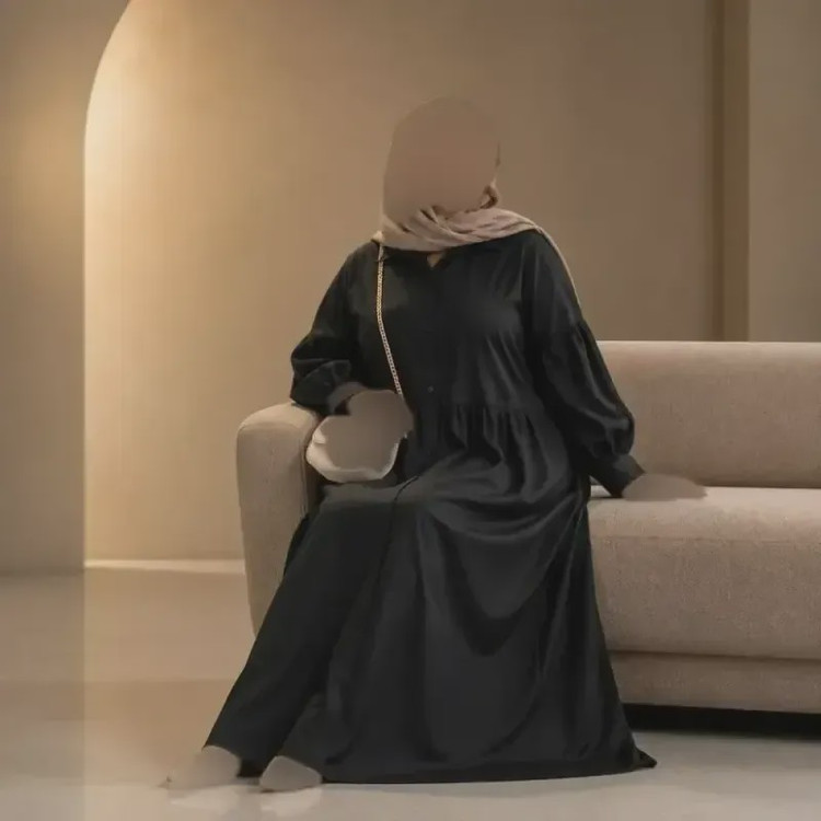 M مانتو بلند سایز بزرگ زنانه جنس داکرون مشکی قد 120