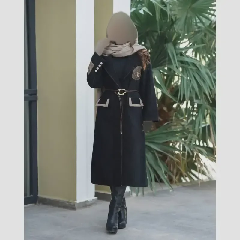 M کت بلند زنانه مدل ماهورا مخمل جودون یقه انگلیسی سایز بزرگ